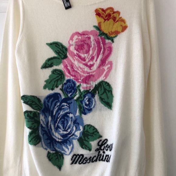 Love Moschino Floral Knit Cashmere Wool Sweater 6 - Picture 6 of 11
